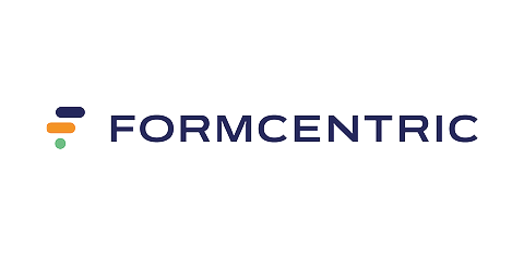 Logo of FormCentric featuring the word 'FORMCENTRIC' in dark blue, accompanied by three colored shapes above it: blue, orange, and green.