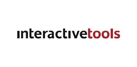 Logo featuring the text 'interactive' in black and 'tools' in red, set against a white background.