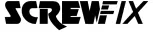 A stylized logo featuring the word 'SCREWFIX' in bold, modern typography, predominantly in black with a slight slant.