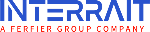 A graphic with a blue background and red peaks at the bottom, resembling a stylized chart or design element.