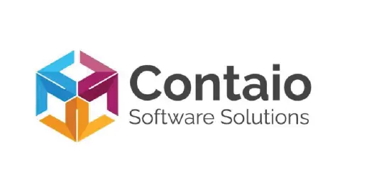 Logo of Contaio Software Solutions featuring a colorful geometric design with blue, pink, and orange elements alongside the company name.