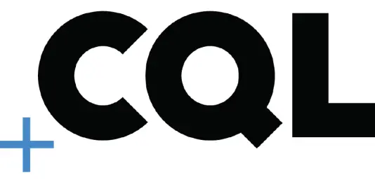 Logo featuring the letters 'CQL' in bold black font, with a blue plus sign to the left.