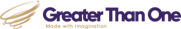 Logo of 'Greater Than One,' featuring a stylized swirl and the company name in purple and gold.