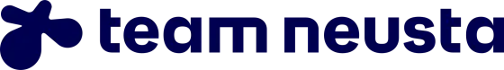 A logo featuring the text 'team neusta' in dark blue, accompanied by a simple abstract shape resembling a splash.