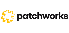 A logo featuring a yellow puzzle piece symbol with the word 'patchworks' in bold black font alongside it.